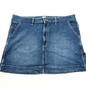Lee Workwear‎ Denim Mini Skirt Carpenter Pockets Blue Jean Size 18